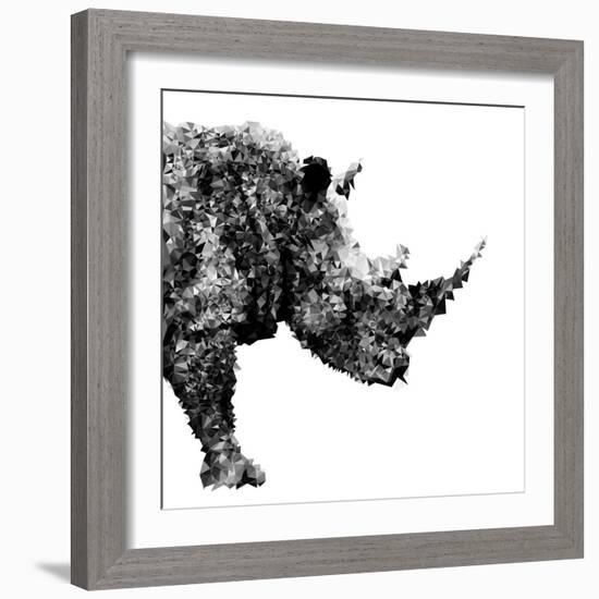 Low Poly Safari Art - The Rhino - White Edition-Philippe Hugonnard-Framed Premium Giclee Print