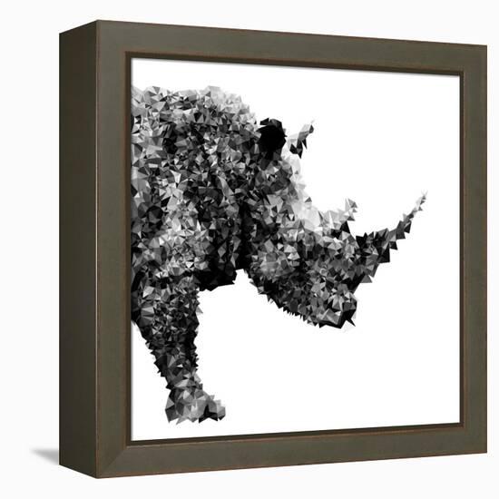 Low Poly Safari Art - The Rhino - White Edition-Philippe Hugonnard-Framed Stretched Canvas