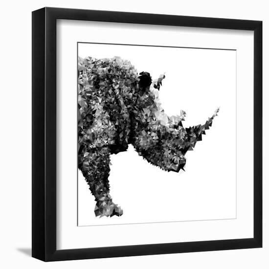 Low Poly Safari Art - The Rhino - White Edition-Philippe Hugonnard-Framed Art Print