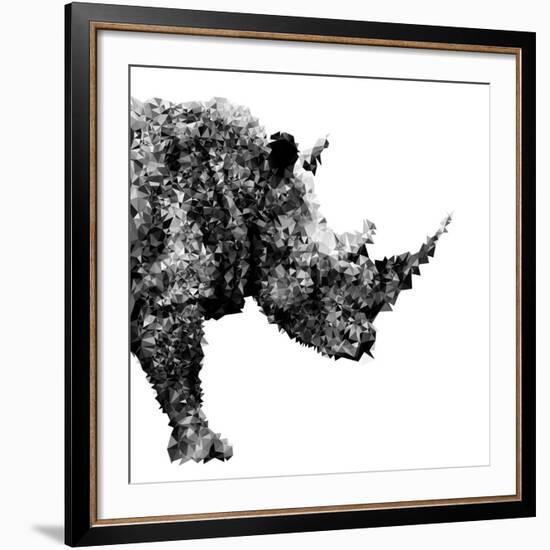 Low Poly Safari Art - The Rhino - White Edition-Philippe Hugonnard-Framed Art Print