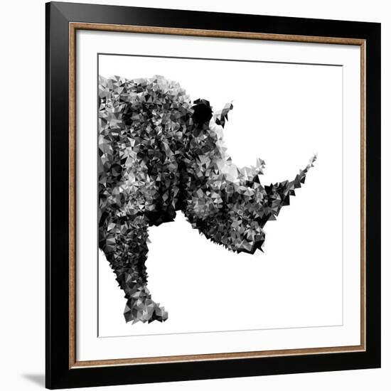 Low Poly Safari Art - The Rhino - White Edition-Philippe Hugonnard-Framed Art Print