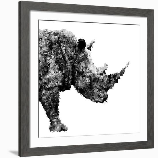 Low Poly Safari Art - The Rhino - White Edition-Philippe Hugonnard-Framed Art Print