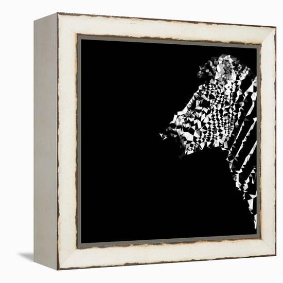 Low Poly Safari Art - The Zebra - Black Edition-Philippe Hugonnard-Framed Stretched Canvas