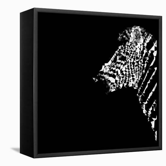 Low Poly Safari Art - The Zebra - Black Edition-Philippe Hugonnard-Framed Stretched Canvas