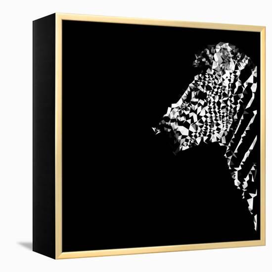 Low Poly Safari Art - The Zebra - Black Edition-Philippe Hugonnard-Framed Stretched Canvas