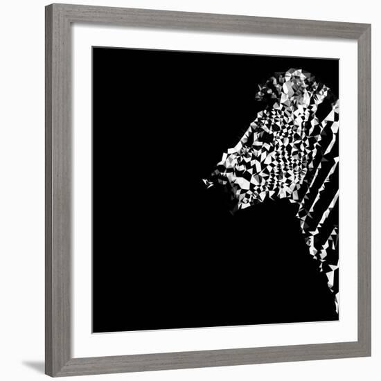 Low Poly Safari Art - The Zebra - Black Edition-Philippe Hugonnard-Framed Art Print