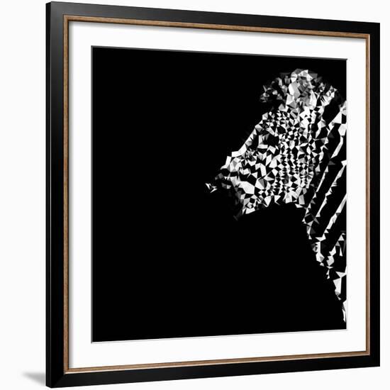 Low Poly Safari Art - The Zebra - Black Edition-Philippe Hugonnard-Framed Art Print