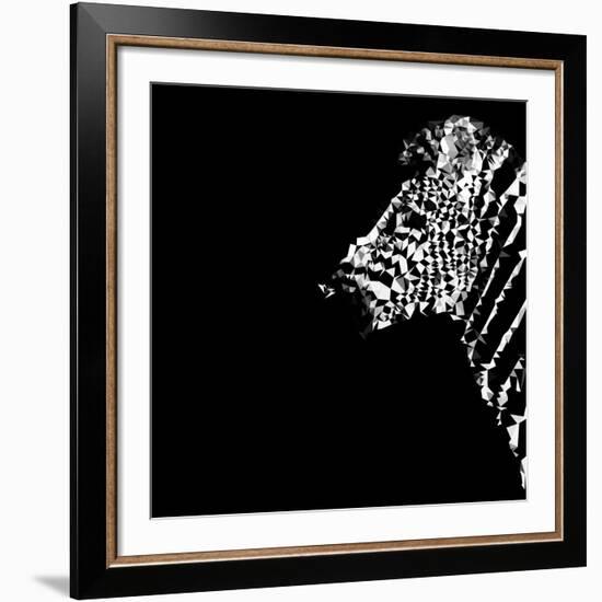 Low Poly Safari Art - The Zebra - Black Edition-Philippe Hugonnard-Framed Art Print