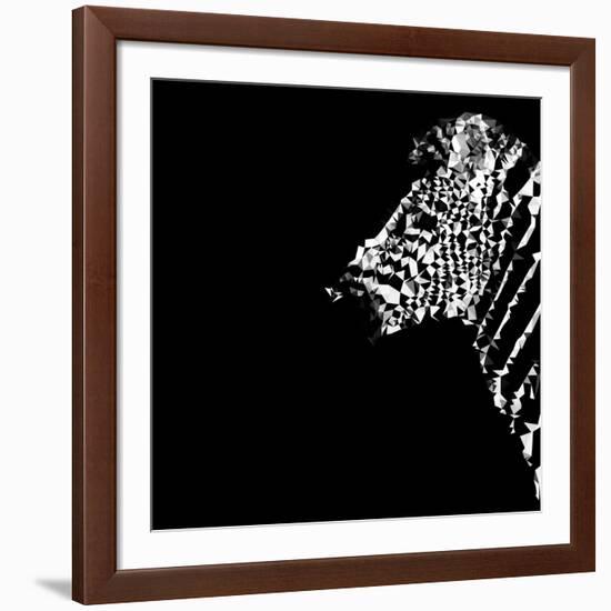 Low Poly Safari Art - The Zebra - Black Edition-Philippe Hugonnard-Framed Art Print