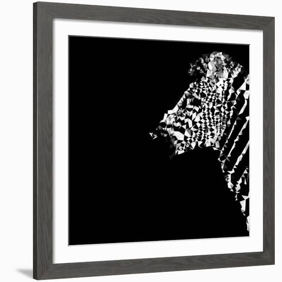 Low Poly Safari Art - The Zebra - Black Edition-Philippe Hugonnard-Framed Art Print