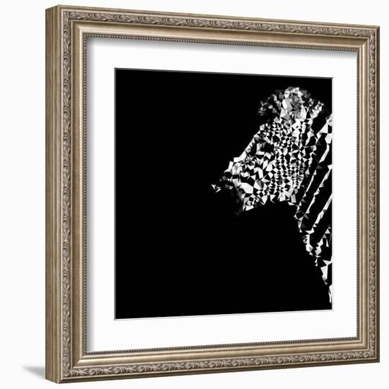 Low Poly Safari Art - The Zebra - Black Edition-Philippe Hugonnard-Framed Art Print