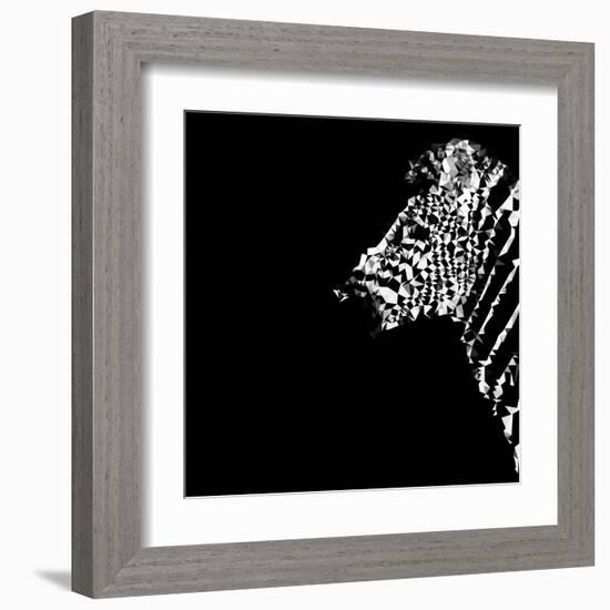 Low Poly Safari Art - The Zebra - Black Edition-Philippe Hugonnard-Framed Art Print