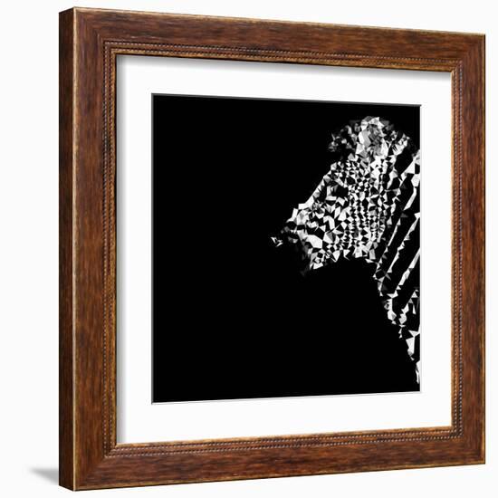 Low Poly Safari Art - The Zebra - Black Edition-Philippe Hugonnard-Framed Art Print