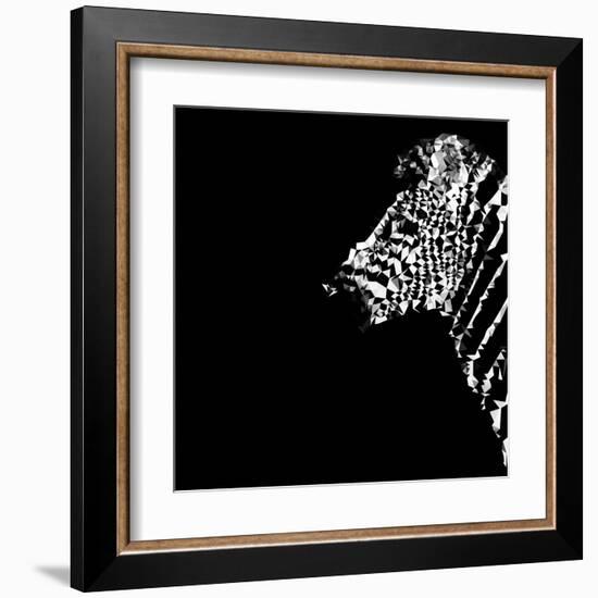 Low Poly Safari Art - The Zebra - Black Edition-Philippe Hugonnard-Framed Art Print