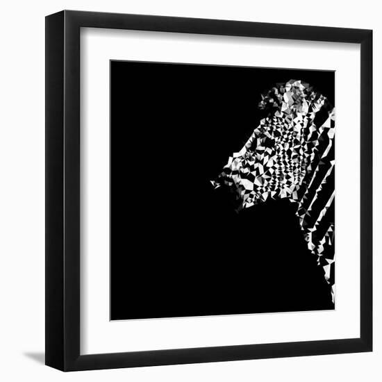 Low Poly Safari Art - The Zebra - Black Edition-Philippe Hugonnard-Framed Art Print