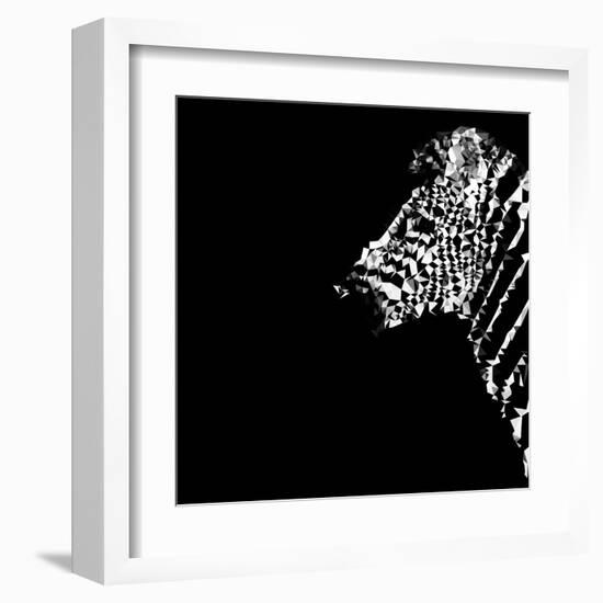 Low Poly Safari Art - The Zebra - Black Edition-Philippe Hugonnard-Framed Art Print