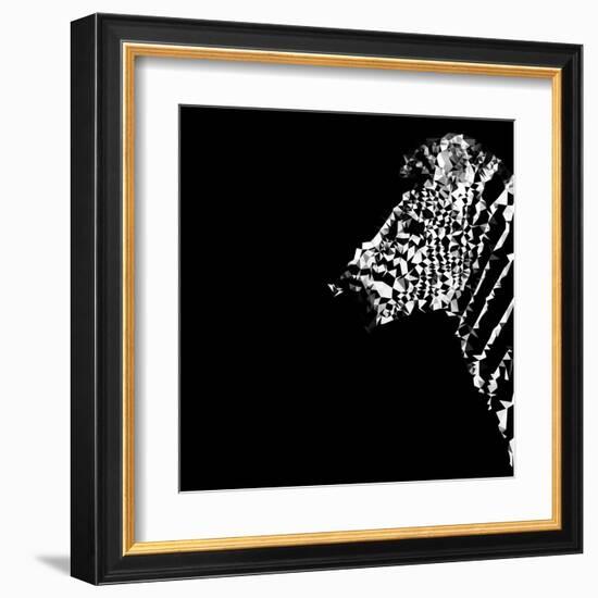 Low Poly Safari Art - The Zebra - Black Edition-Philippe Hugonnard-Framed Art Print