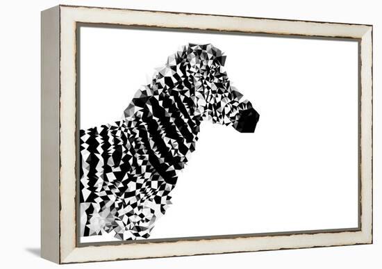 Low Poly Safari Art - The Zebra - White Edition-Philippe Hugonnard-Framed Stretched Canvas