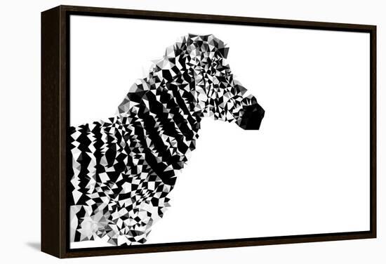 Low Poly Safari Art - The Zebra - White Edition-Philippe Hugonnard-Framed Stretched Canvas