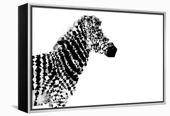 Low Poly Safari Art - The Zebra - White Edition-Philippe Hugonnard-Framed Stretched Canvas