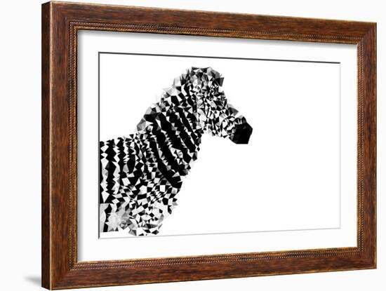 Low Poly Safari Art - The Zebra - White Edition-Philippe Hugonnard-Framed Art Print