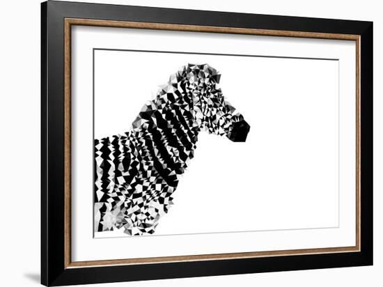 Low Poly Safari Art - The Zebra - White Edition-Philippe Hugonnard-Framed Art Print