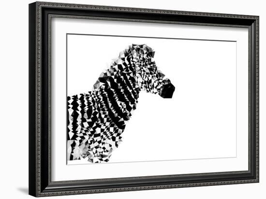 Low Poly Safari Art - The Zebra - White Edition-Philippe Hugonnard-Framed Art Print