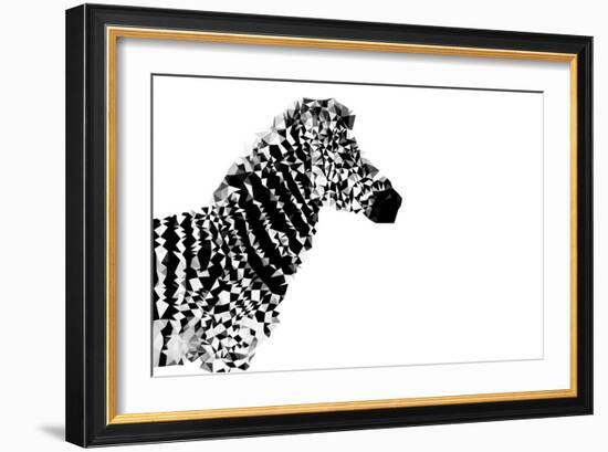 Low Poly Safari Art - The Zebra - White Edition-Philippe Hugonnard-Framed Art Print