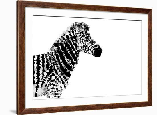 Low Poly Safari Art - The Zebra - White Edition-Philippe Hugonnard-Framed Art Print