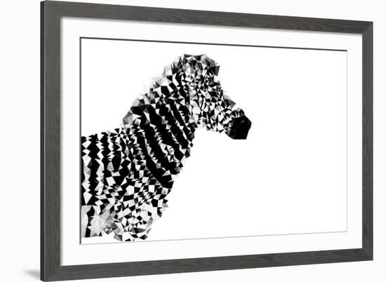 Low Poly Safari Art - The Zebra - White Edition-Philippe Hugonnard-Framed Art Print