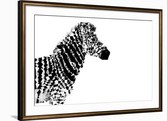 Low Poly Safari Art - The Zebra - White Edition-Philippe Hugonnard-Framed Art Print