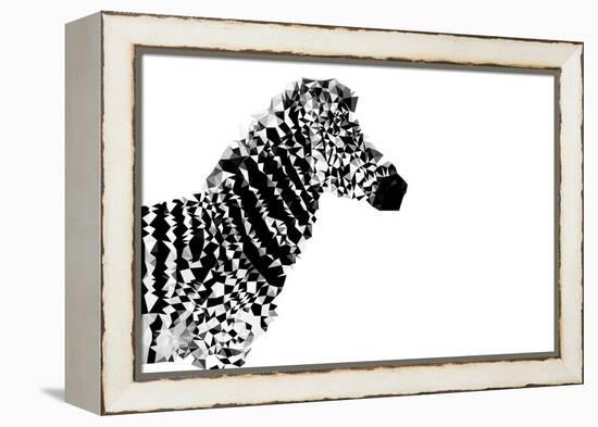 Low Poly Safari Art - The Zebra - White Edition-Philippe Hugonnard-Framed Stretched Canvas