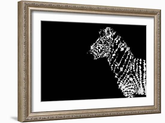 Low Poly Safari Art - Zebra - Black Edition-Philippe Hugonnard-Framed Art Print