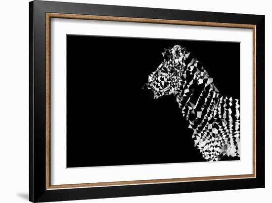 Low Poly Safari Art - Zebra - Black Edition-Philippe Hugonnard-Framed Art Print