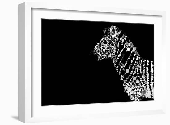 Low Poly Safari Art - Zebra - Black Edition-Philippe Hugonnard-Framed Art Print