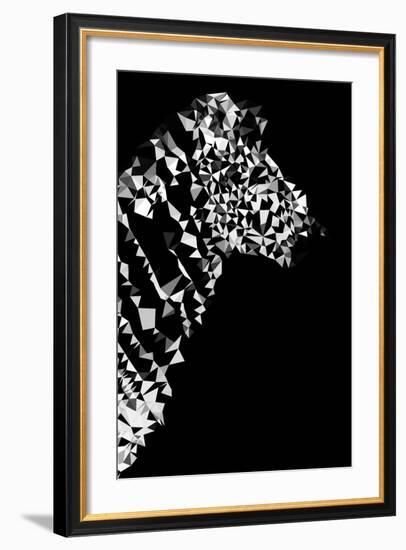 Low Poly Safari Art - Zebra Profile - Black Edition II-Philippe Hugonnard-Framed Art Print