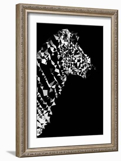 Low Poly Safari Art - Zebra Profile - Black Edition II-Philippe Hugonnard-Framed Art Print