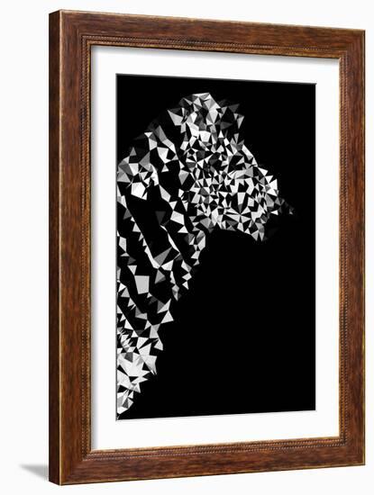 Low Poly Safari Art - Zebra Profile - Black Edition II-Philippe Hugonnard-Framed Art Print