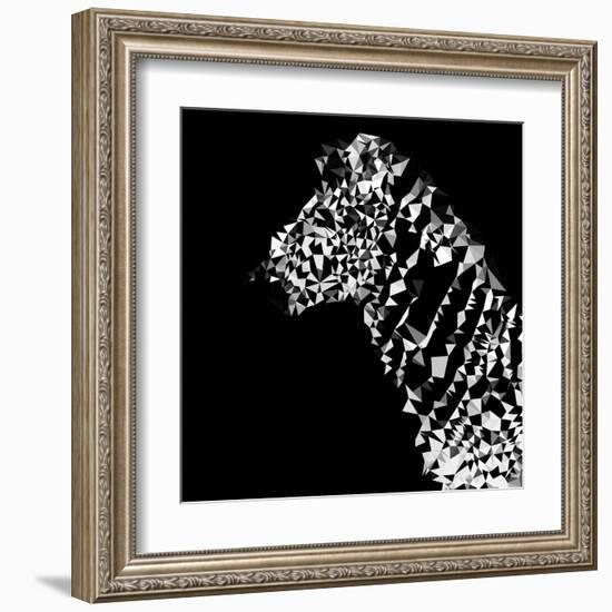 Low Poly Safari Art - Zebra Profile - Black Edition-Philippe Hugonnard-Framed Art Print