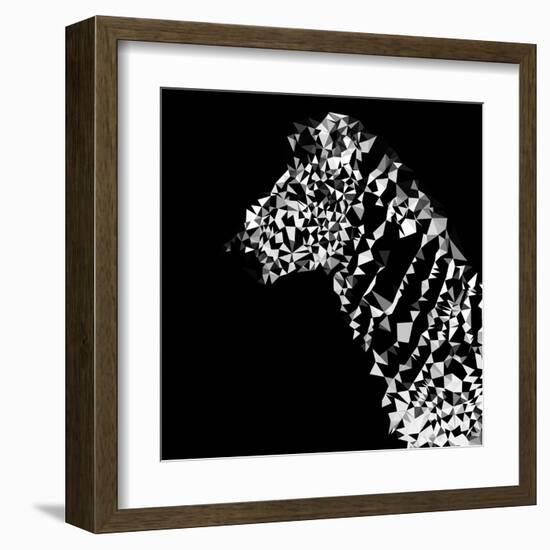 Low Poly Safari Art - Zebra Profile - Black Edition-Philippe Hugonnard-Framed Art Print