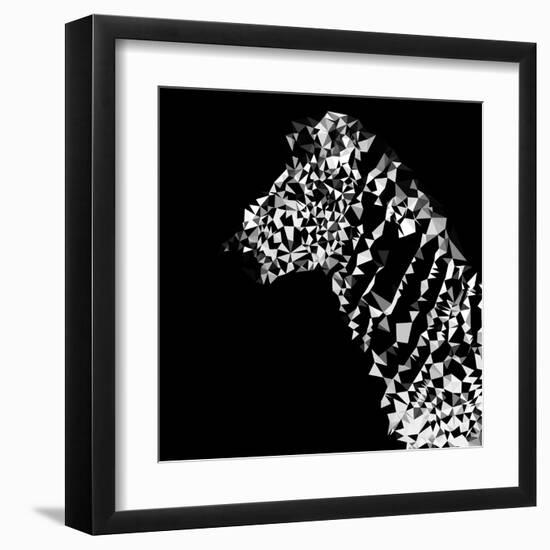 Low Poly Safari Art - Zebra Profile - Black Edition-Philippe Hugonnard-Framed Art Print