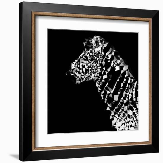 Low Poly Safari Art - Zebra Profile - Black Edition-Philippe Hugonnard-Framed Art Print