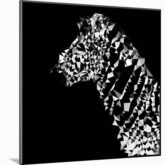 Low Poly Safari Art - Zebra Profile - Black Edition-Philippe Hugonnard-Mounted Art Print