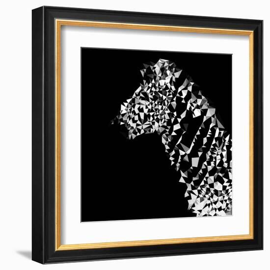 Low Poly Safari Art - Zebra Profile - Black Edition-Philippe Hugonnard-Framed Art Print