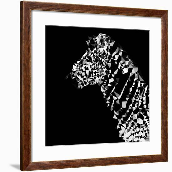 Low Poly Safari Art - Zebra Profile - Black Edition-Philippe Hugonnard-Framed Art Print