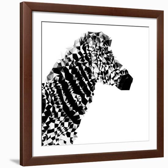 Low Poly Safari Art - Zebra Profile - White edition II-Philippe Hugonnard-Framed Art Print