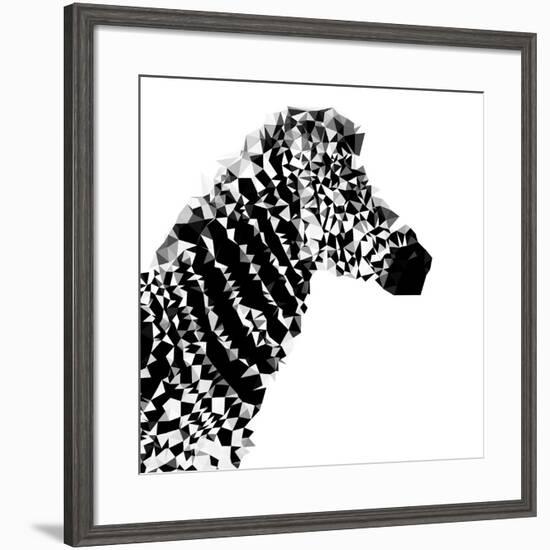 Low Poly Safari Art - Zebra Profile - White edition II-Philippe Hugonnard-Framed Art Print