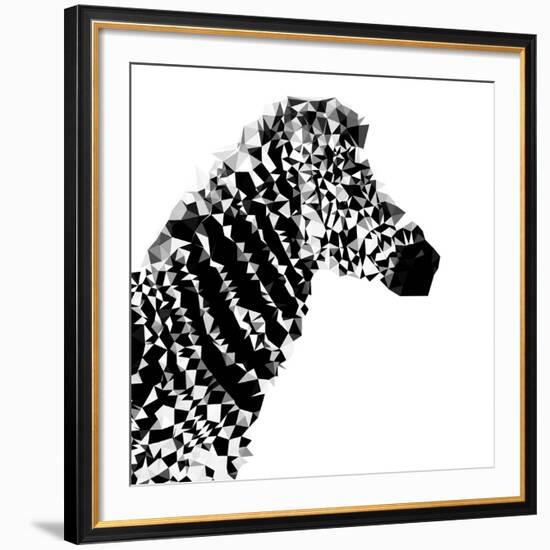 Low Poly Safari Art - Zebra Profile - White edition II-Philippe Hugonnard-Framed Art Print