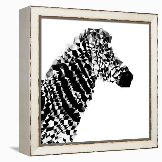 Low Poly Safari Art - Zebra Profile - White edition II-Philippe Hugonnard-Framed Stretched Canvas