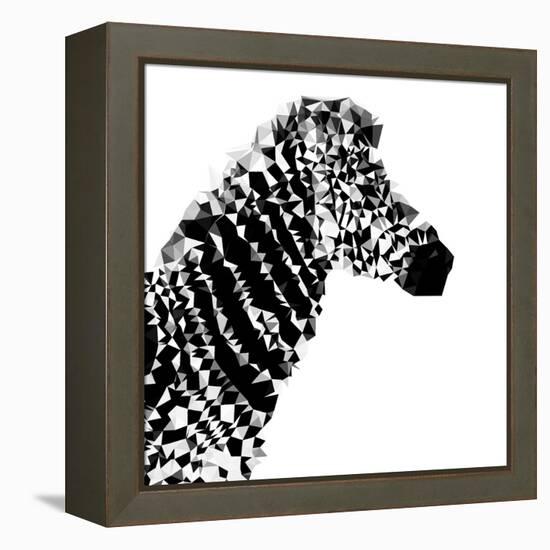 Low Poly Safari Art - Zebra Profile - White edition II-Philippe Hugonnard-Framed Stretched Canvas